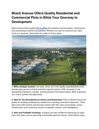 Bharti Avenue Offers Quality Residential and Commercial Plots in Bihta Your Doorway to Development