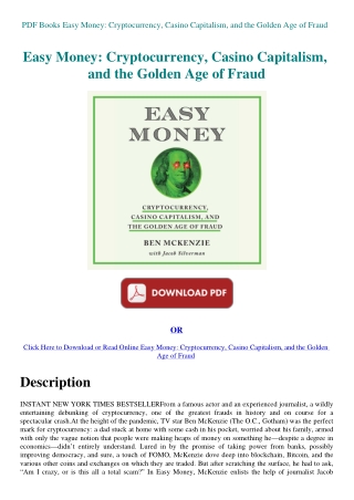 PDF Books Easy Money Cryptocurrency  Casino Capitalism  and the Golden Age of Fraud