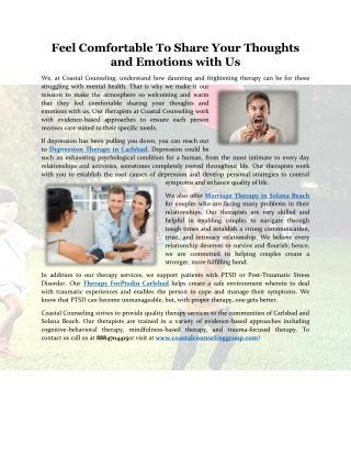 Feel Comfortable To Share Your Thoughts and Emotions with Us