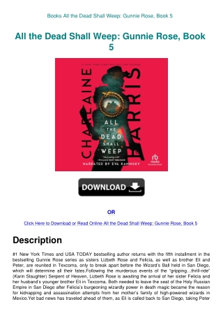 Books All the Dead Shall Weep Gunnie Rose  Book 5