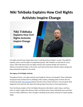 Niki Tshibaka Explains How Civil Rights Activists Inspire Change