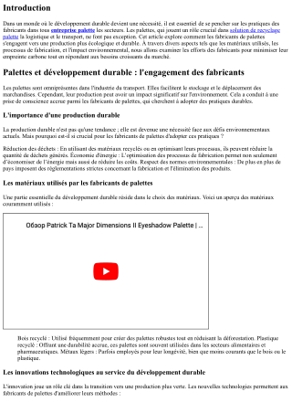 Palettes et développement durable : l'engagement des fabricants