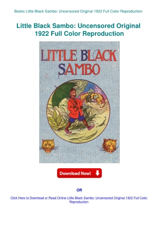 Books Little Black Sambo Uncensored Original 1922 Full Color Reproduction