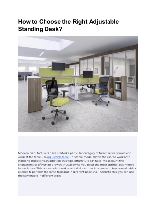 How to Choose the Right Adjustable Standing Desk