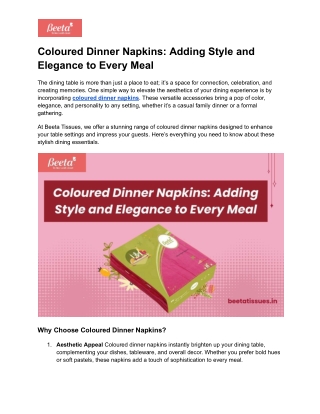 Coloured Dinner Napkins_ Adding Style and Elegance to Every Meal