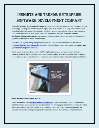 Insights and Trends Enterprise Software Development Company