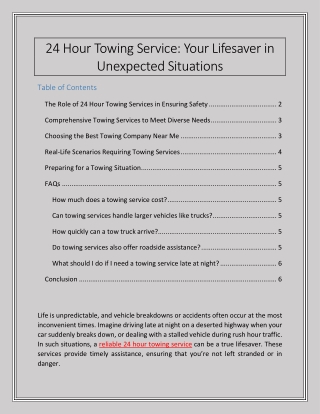 24 Hour Towing Service - Your Lifesaver in Unexpected Situations