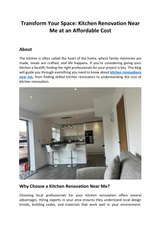 Transform Your Space Kitchen Renovation Near Me at an Affordable Cost