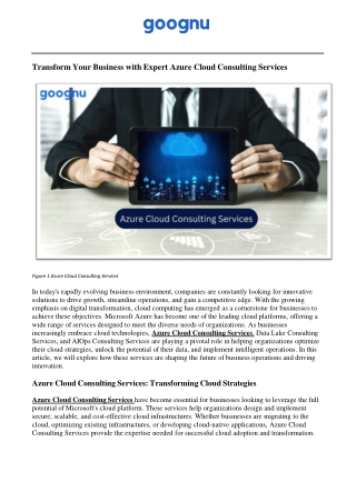 Expert Azure Cloud Consulting Services – Goognu