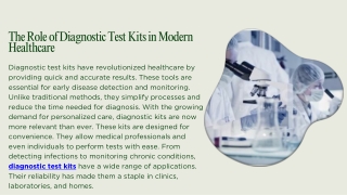 High-Quality Diagnostic Test Kits for Accurate Results