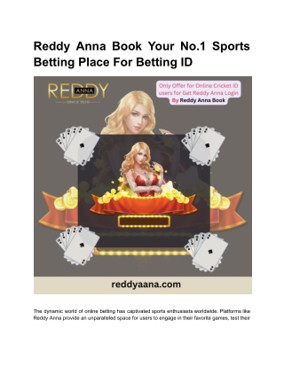 Reddy Anna Book Your No.1 Sports Betting Place For Betting ID