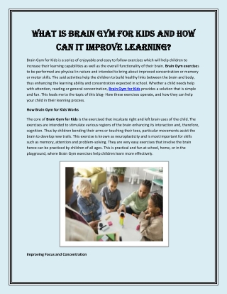 What Is Brain Gym for Kids and How Can It Improve Learning