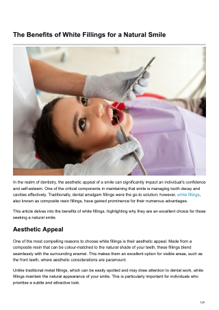 The Benefits of White Fillings for a Natural Smile