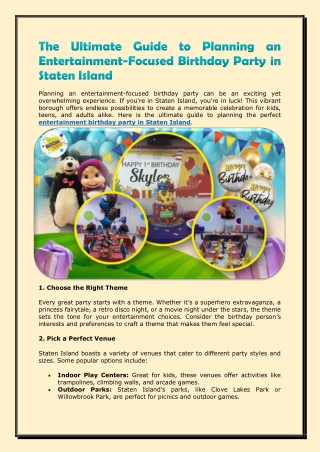 The Ultimate Guide to Planning an Entertainment-Focused Birthday Party in Staten Island