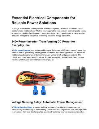 Essential Electrical Components for Reliable Power Solutions