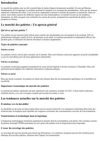 Le marché des palettes en pleine mutation : analyse et perspectives