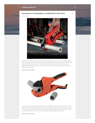 Krishan Brothers: Your Preferred Solution for Quality Pipe Cutters