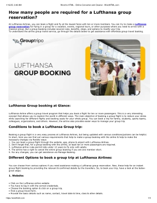 How many people are required for a Lufthansa group reservation?