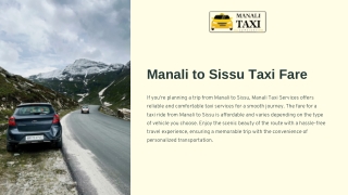 Manali to Sissu Taxi Fare