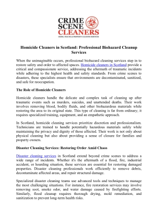 Disaster Cleaning Services in UK - Call for Emergency Help