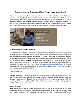 Types of Urinary Stones and How They Impact Your Health_ Dr. Milind Bapat