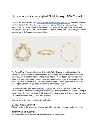 Anabel Aram Nature Inspired Gold Jewelry - BTK Collection