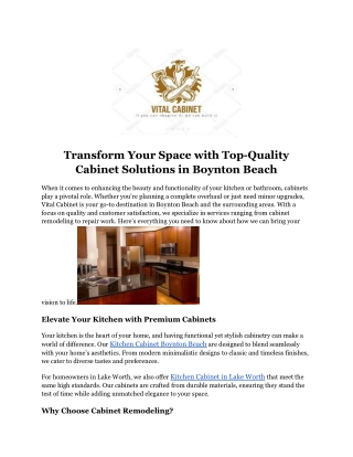 Cabinet remodel Boynton Beach