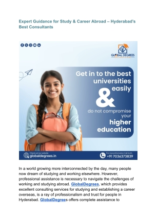 Expert Guidance for Study & Career Abroad – Hyderabad’s Best Consultants