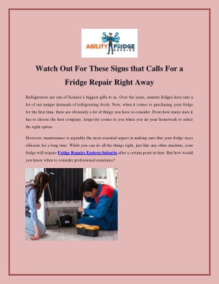 Watch Out For These Signs that Calls For a Fridge Repair Right Away