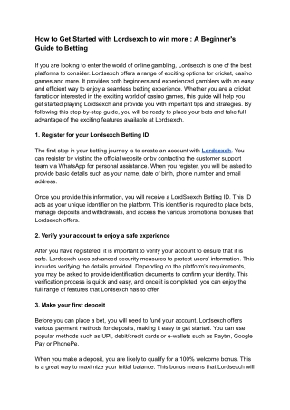 How to Get Started with Lordsexch to win more _ A Beginner's Guide to Betting