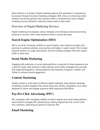 Aesa Solutions is a dynamic digital marketing agency that specializes in empowering businesses through innovative market