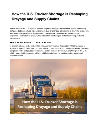 How the U.S. Trucker Shortage is Reshaping Drayage and Supply Chains