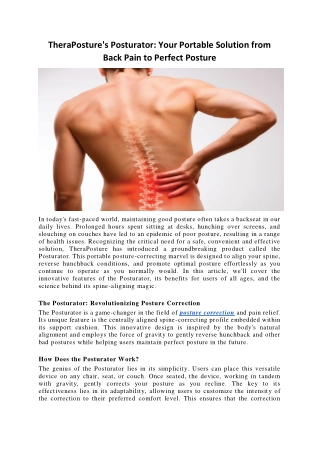 TheraPosture's Posturator Your Portable Solution from Back Pain to Perfect Posture