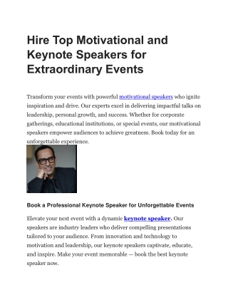 Hire Top Motivational and Keynote Speakers for Extraordinary Events