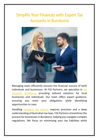 Simplify Your Finances with Expert Tax Accounts in Bundoora