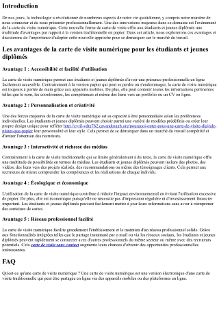 Les avantages de la carte de visite numérique pour les étudiants et jeunes diplô