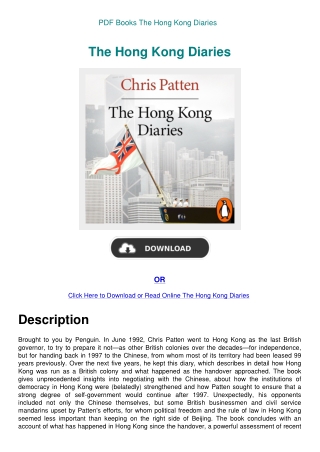 PDF Books The Hong Kong Diaries