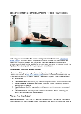 Yoga Detox Retreat in India_ A Path to Holistic Rejuvenation