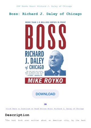 PDF Books Boss Richard J. Daley of Chicago