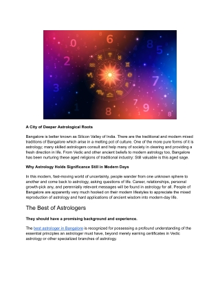 Best Astrologer in Bangalore_ Expert Solutions for Your Life’s Questions