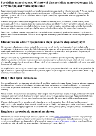 Auto serwis. Porady dla specjalisty samochodowego: jak utrzymać pojazd w idealny