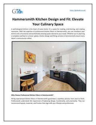 Hammersmith Kitchen Design and Fit Elevate Your Culinary Space