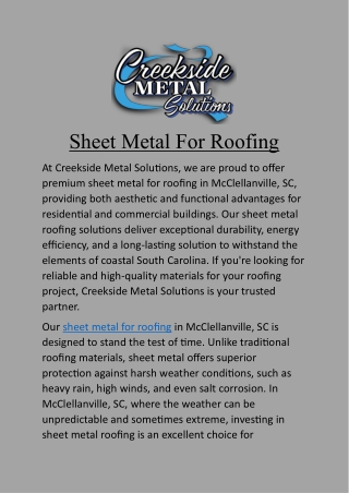 Sheet Metal for Roofing : Durable Roofing Solutions for Every Need