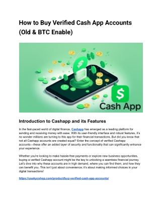 How to Buy Verified Cash App Accounts (Old & BTC Enable)