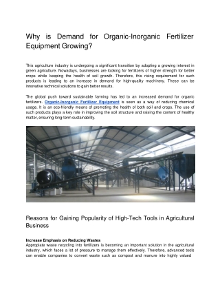 Why is Demand for Organic-Inorganic Fertilizer Equipment Growing_