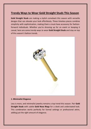 Trendy Ways to Wear Gold Straight Studs This Season