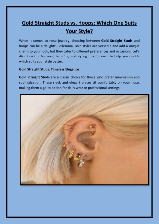 Gold Straight Studs vs. Hoops: Which One Suits Your Style?