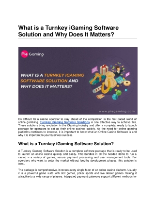 What is a Turnkey iGaming Software Solution and Why Does It Matters