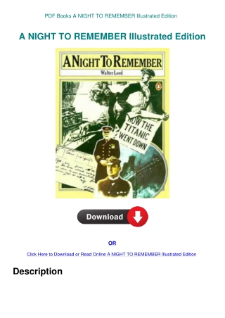 PDF Books A NIGHT TO REMEMBER Illustrated Edition