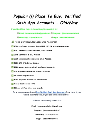 Popular (i) Place To Buy, Verified Cash App Accounts - Old_New